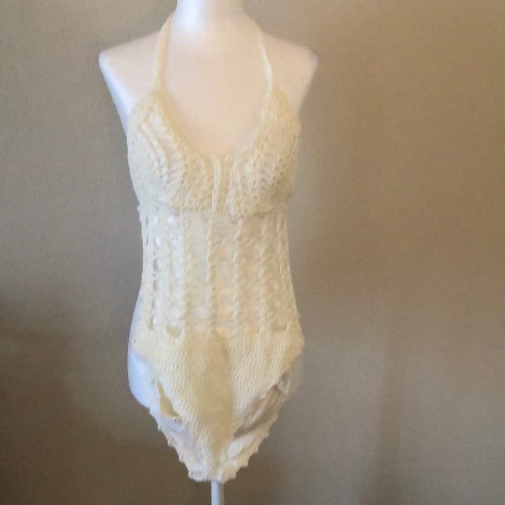 Cream Crochet Onesie Suit